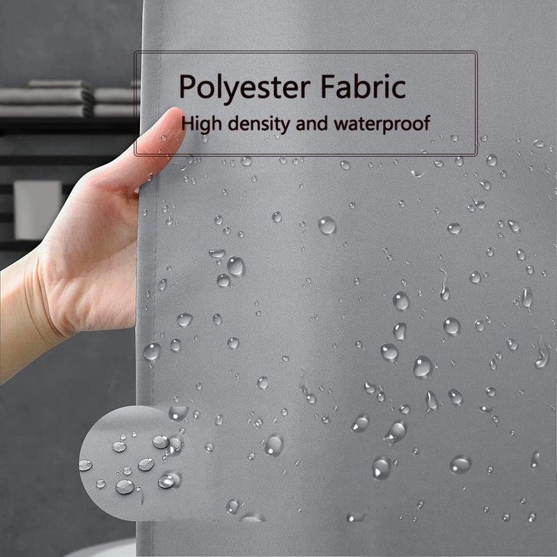 LLSCL Grey Fabric Shower Curtain Liner with Bottom Counterweight, Waterproof Hotel Quality, 72 x 72 Machine Washable - Image 4